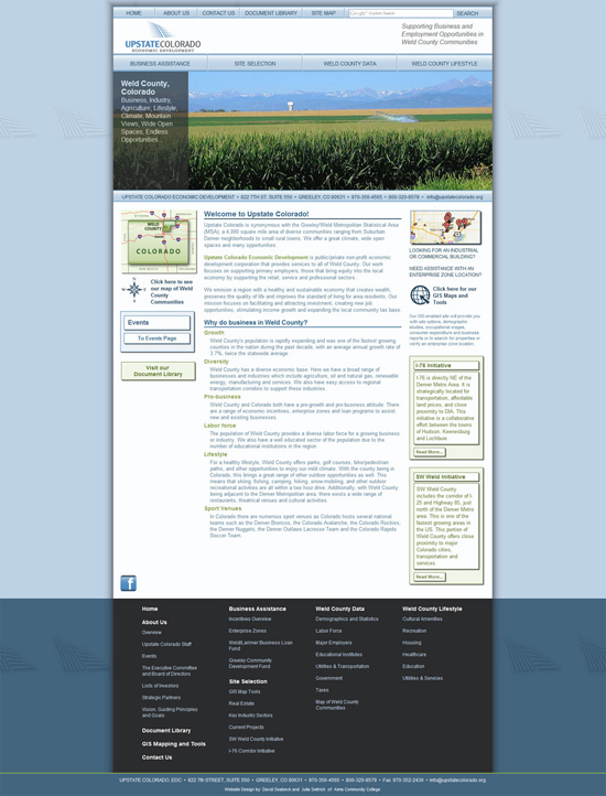 Redesigned website for Upstate Colorado Economic Development.