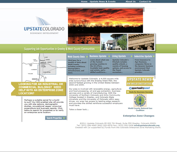 Former appearance of Upstate Colorado Economic Development website.